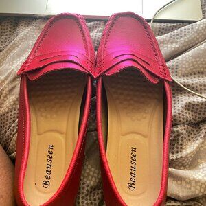 BEAUSEEN LOAFERS RED--WOMEN 10